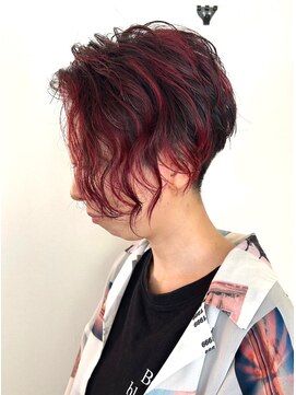 アンド アノン(and anon) ニュアンスパーマ　ハイライト　レッド　デザインカラー