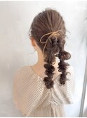 Ryo ツインねじりアレンジお呼ばれヘアウェディングアレンジ