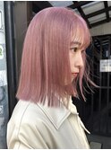 ダブルカラーピンクベージュベージュカラーケアブリーチレイヤー