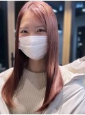20代30代大人可愛い透明感ピンクブラウンケアブリーチ小顔