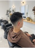 メンズベリーショートアップバングフェードソフトモヒカン