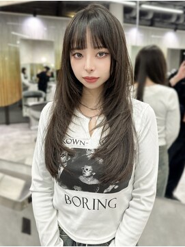 シティ(CITY) ロングレイヤーカット ロングヘア ザクザクレイヤー オリーブ