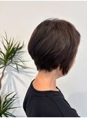 30代40代50代丸みショートボブ似合わせ小顔カット前髪あり白髪