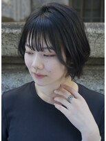 ヘアーグロウ 前髪ありボブブルーブラックグレージュボブレイヤーボブ顔周り