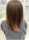 オーガニックカラー全体染め+髪質改善トリートメント