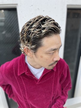 メリケンバーバーショップ トーキョー(MERICAN BARBERSHOP TYO) MEN'SHAIRツーブロック束感ショート波巻きハイライト87