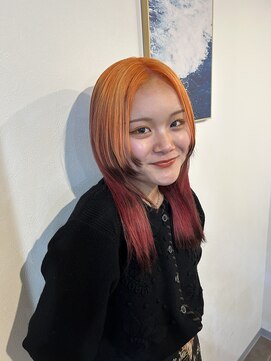 マリン(Marine) 20代30代デザインカラーオレンジピンクカラー裾カラー