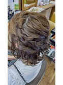 編み込みハーフアップ