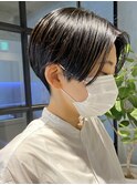 韓国ショートヘアミルクティーベージュグレージュ外国人風カラー