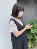 30代シアーグレージュの切りっぱなしロブ