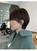 小顔カットショートボブ大人可愛いアッシュオリーブ20代30代40代