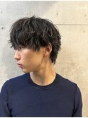 韓国シャドウパーマフェザーマッシュ20代メンズカジュアル