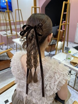 ＊HIKARI＊カチモリヘア×リボン三つ編み+°