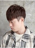 ナチュラルブラウン 刈り上げショート メンズカット カラー 