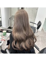 韓国ヘア顔周りレイヤーミルクティーベージュグレージュカラー
