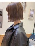 外ハネボブ×ベージュカラー