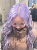 18186ラベンダーダークパープルセミロングレイヤーワンホンヘア