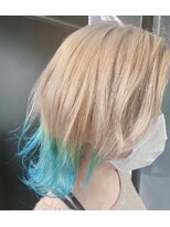 ウィーブス セタガヤ(weaves -SETAGAYA-)&nbsp;外ハネボブ×ホワイトブロンド×ターコイズ【weaves-SETAGAYA-】