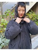 bibito ブルーブラック　刈り上げマッシュショート　ストール