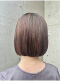20代30代40代小顔切りっぱなし大人ボブ白髪ぼかしハイライト