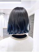 スソカラーブルーブラック.ダークグレージュ.外ハネボブ表参道