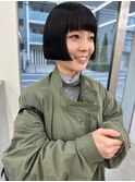 ミニボブ_美髪ピンクブラウン切りっぱなしボブエアリーロング