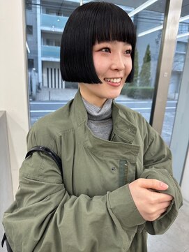 ノク 渋谷(nok) ミニボブ_美髪ピンクブラウン切りっぱなしボブエアリーロング