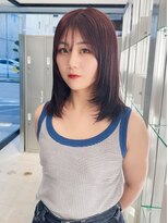 ノエロク 岐阜(noe rok) チェリーレッド顔まわりレイヤースタイル7-3