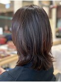 ミセス 大人のウルフレイヤースタイル ブラウンカラー 艶感◎
