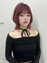 ☆デザインカラーオリーブベージュミディアムレイヤーカット前髪