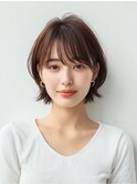 外ハネボブチェリーブラウン似合わせ韓国レイヤーカット/三鷹