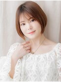 ウォームブラウン大人美人小顔丸みショートボブY北浦和30代40代