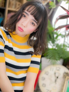 カバーヘア イヴ 戸頭店(COVER HAIR EVE) ぱっつん前髪インナーカラー韓国風ふわミディc5戸頭20代30代40代