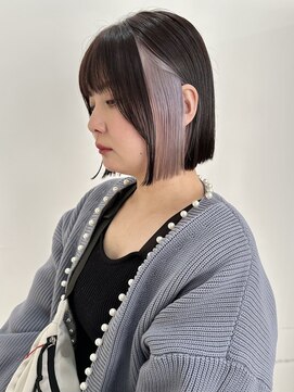 サクラ オモテサンドウ(SAKURA) 丸くないボブ×インナーカラーホワイトラベンダー 表参道美容院