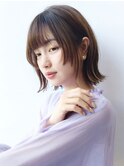 薄め前髪アンブレラカラーこなれミディイメチェン小顔カット