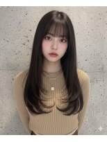 ヘアーズ ベリー 布施店(hairs BERRY)&nbsp;ショコラグレージュ韓国風くびれセミディ顔周りレイヤー小顔効果