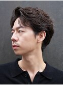渋谷フェザーパーマメンズカットフェザーショートセンターパート