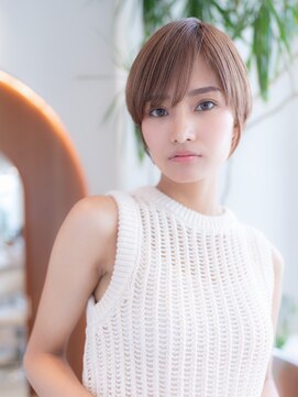 ハバナ 渋谷(HAVANA) 20代30代大人可愛い斜めバング小顔ショートボブシルキーベージュ