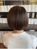 美シルエット前下がりボブ 髪質改善Tr+艶カラー