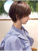 美髪シアーカラーピンクブラウンショートカット切りっぱなしボブ