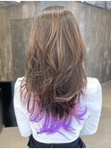 海外風たっぷりレイヤーロングミディアムハッシュカット