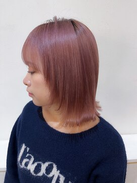 セットアップ 倉敷美和店(SET-UP) ケアブリーチ くすみピンク ボブ 外ハネ  ダブルカラー