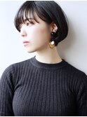 【松戸　ムラマツ】大人かわいい前髪あり黒髪ショートボブ