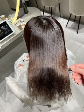 ロンドメリア 天神大名店(Lond Melia) ★くびレイヤーエモージュインナーグレージュ前髪ピンクベージュ