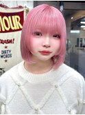 ピンクカラー×ボブ