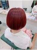 大人可愛いハイトーンカラー☆ワインレッド×まるみミニボブ
