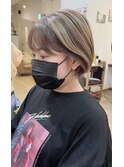 コントラストハイライトベージュ☆ショートボブ