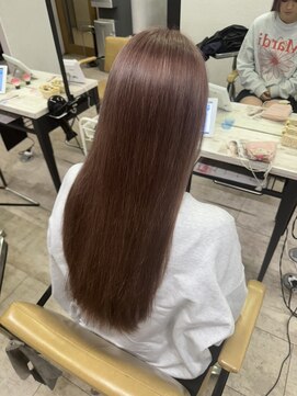 アジールヘア 所沢プロペ通り店(agir hair) ピンクベージュワンレンロング小顔カットケアブリーチ所沢韓国