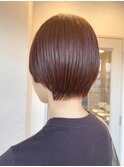 ショートヘアー　ブラウンカラー　前髪カット　顔まわり　韓国風