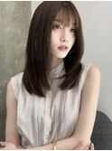 ナチュラルセミディ/顔まわりレイヤー/シースルーバング/金山